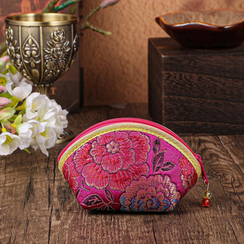24 Pcs Silk Coin Purse Zipper Purse Embroidery Sugar Jewelry