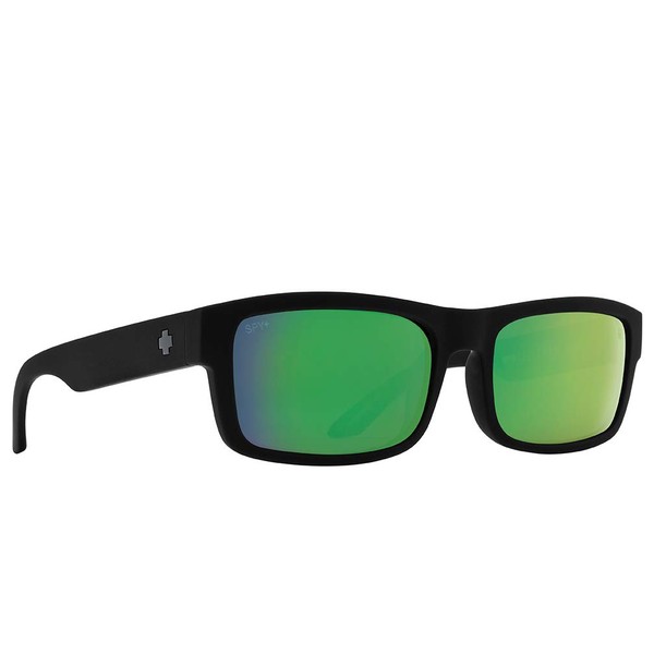 SPY Optic Discord Lite, Square Sunglasses, Color and Contrast Enhancing Lenses (Matte Black, Happy Polarized Bronze with Green Spectra Mirror Lenses)