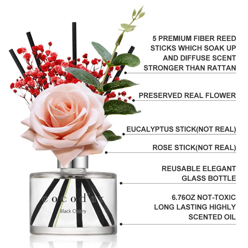 Cocodor Rose Flower Reed Diffuser/Lovely Peony/6.7oz(200ml)/1 Pack/Reed Diffuser, Reed Diffuser