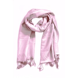 Sakkas Two Tone Floral Rose Reversible Pashmina Scarf Shawl Wrap Stole for Women - Baby Pink/Gray
