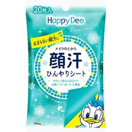 Mandom Happy Deo Face Sheet, Face Sweat, Cool Sheet, Clear Fruity Scent, Pack of 20