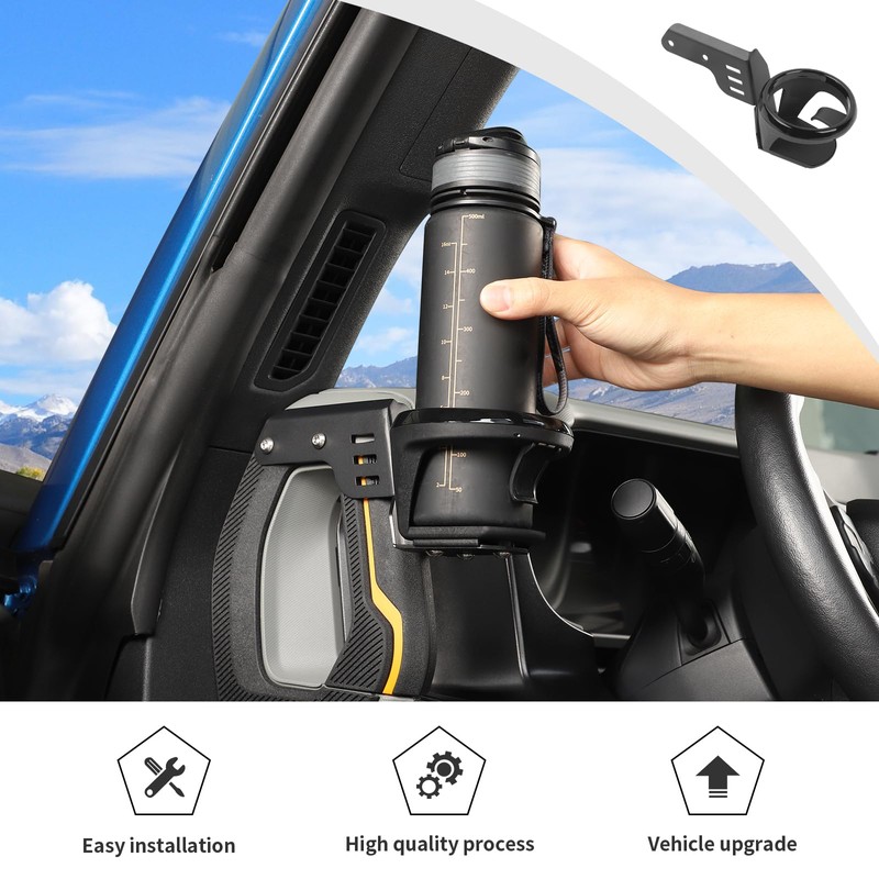 JWWY for Bronco Front Door Cup Holder Drink Holder on