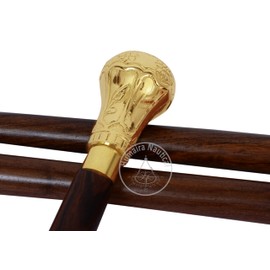 Replica of Bat Masterson Brass Knob Handle Walking Cane by Humaira Nautical