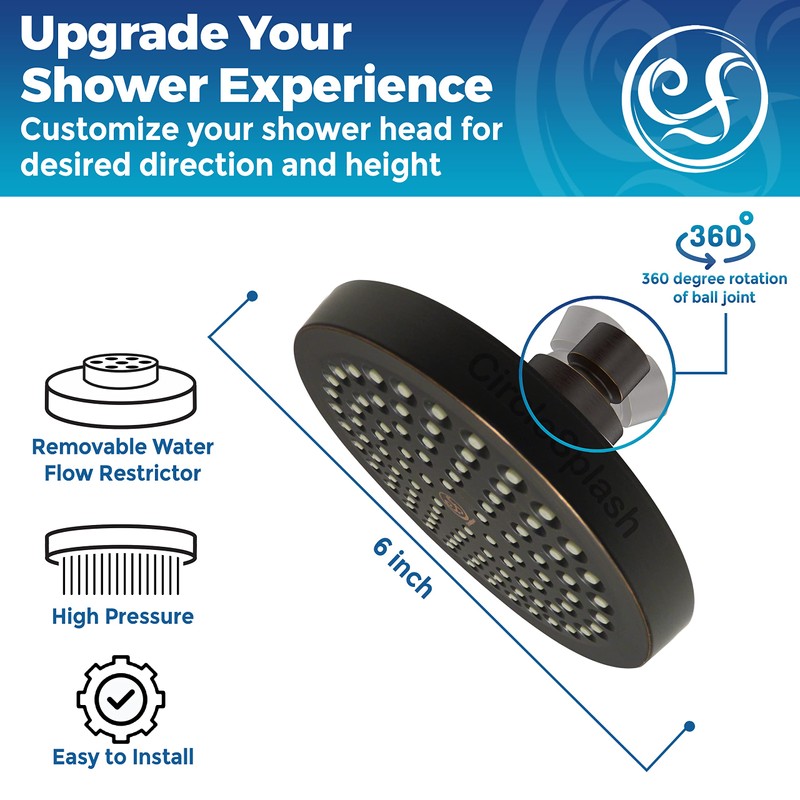 High Pressure Shower Head - Anti-Clogging Silicone Nozzles - 2.5