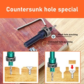 Wood Countersink Drill Bit Set, 5Pcs Adjustable Tapered Counter Sinker Bits 2.8‑4.0MM 5 Colors, Quick Change Pre Hole Drill Bit Set with Pilot Bit, for Woodworking