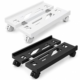 Adjustable PC Tower Stand for Under Desk Use – Ventilated Mobile CPU Holder with 4 Caster Wheels for Desktop Computers