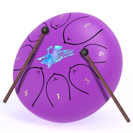 Fairy Fusion 8” Intuitive Drum - Steel Tongue Drum, Ethereal Drum, Percussion Instrument, Music Book, Mallets, Carry Case