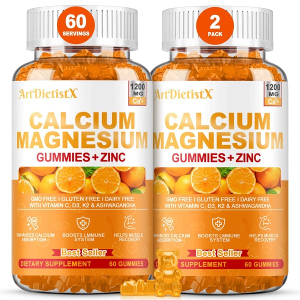 ArtDietistX Calcium Gummies 1200 mg with Magnesium Glycinate for Adults