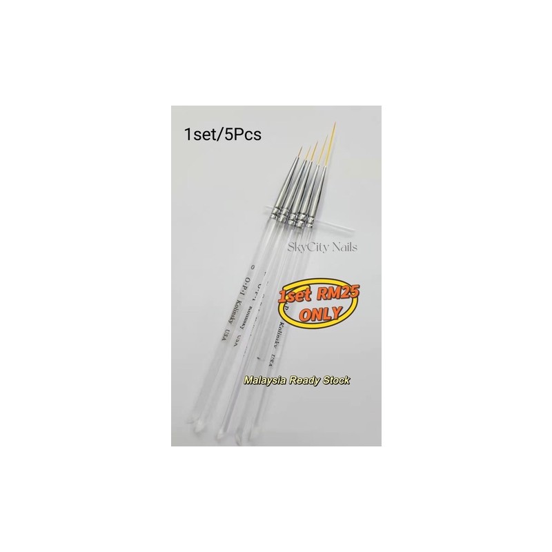 美甲拉线彩绘笔 Nail Art Brush 5pcs 1set Line Brush Line Manicure