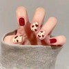 Short Press on Nails Red Heart Square Fake Nails Red