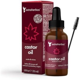 Extraherbos Aceite de Ricino Puro, orgánico 100 Natural  Prensado en Frío - Estimula el Crecimiento de Pestañas, Cejas y Barba - Tratamiento Capilar