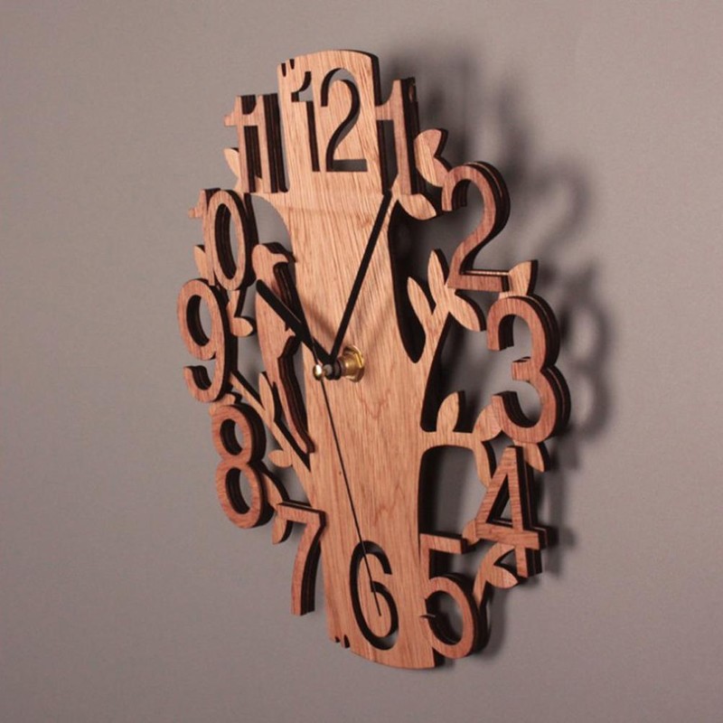 Wall Clock Tree Shape Silent Non Ticking Clock for Office