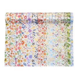 Juego de 18 Rollos de Cintas Adhesivas Washi, Cinta Adhesiva de Papel Decorativo de Hoja Dorada Floral, Hermosa Flor, Hojas, patrón de Planta, Etiqueta Adhesiva para Manualidades
