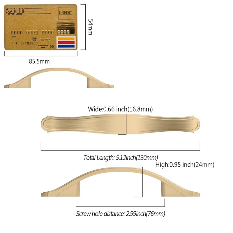 Amerdeco 10 Pack Champagne Bronze Cabinet Pulls 3 Inch(76mm) Hole