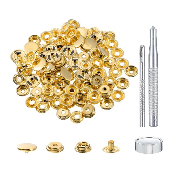 uxcell 50 Sets Copper Snap Buttons, 15mm Press Buttons Metal