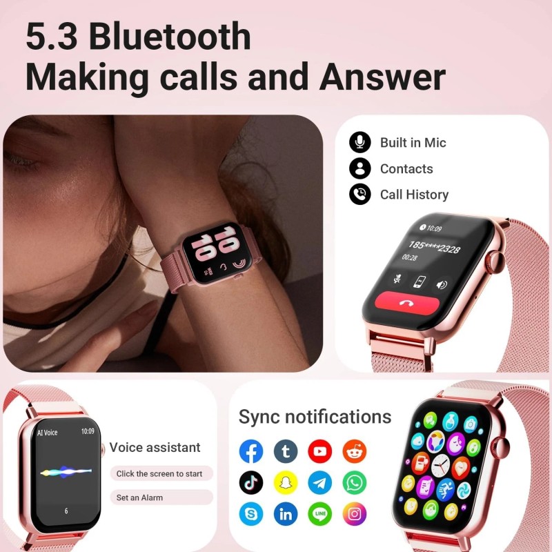 Trendia Smart Watches for Women, 1.83" HD Fitness Tracker (Answer/Make