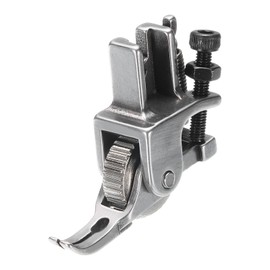 HARFINGTON Adjustable Sewing Presser Foot with Plastic Wheel Stainless Steel Zipper Presser Foot Stitching PVC Leather Fabric for Industrial Sewing Machine, White