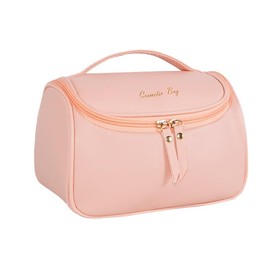 Cosmetic Bag Travel Makeup Bag Large Capacity Portable Makeup Bag Organiser PU Leather Waterproof Wash Bag for Women Girls Women (Pink)