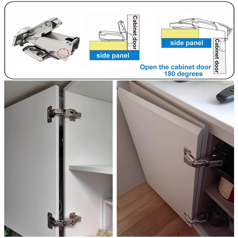 180 Degree Frameless Cabinet Doors Hinges, Concealed Hydraulic Adjustable Mounting,