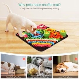 ORIA Pet Snuffle Mat, Interactive Sniff Mat, Dog Treats Feeding Mat, for Slow Eating, Boredom, Encourages Natural Foraging Skills, Nosework Feeding Mat for Dogs Cats Rabbits, Brown