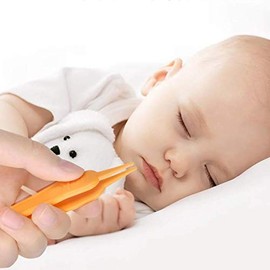 Aeyistry 2pcs set Baby Safe Nose Clean Clip ABS Plastic Tweezers Ear Nose Clean Navel Tweezers Baby Care Cleaner(White&Orange