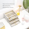 Vlando 3-Drawer Jewelry Box with Glass Lid, Faux Leather Organizer