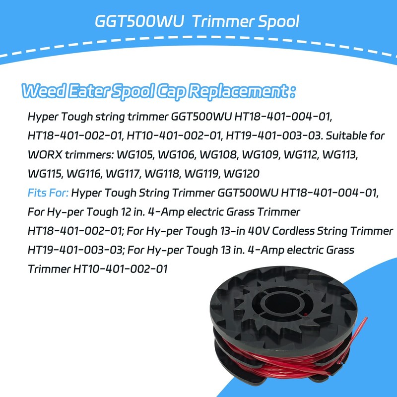 YIEHRNS GGT500WU Trimmer Spool Line and Cap 0.065'' 27FT for