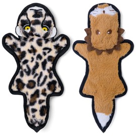 SHARLOVY No Stuffing Dog Toys Crinkle Squeaky, Long Lasting Chews for Aggressive, Durable Plush Dog Puppy Chew Toys for Teething, with 6 Tough Layers 