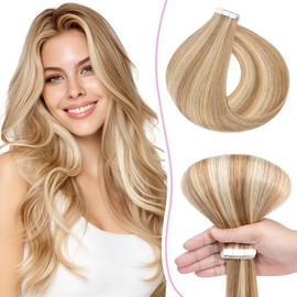 SEGO Pro 40cm Tape in Extensions Echthaar Haarverlängerung Naturhaarfarbe 10PCS 15g Invisible Skin Weft Haarteil #12P613,Hair Extension51