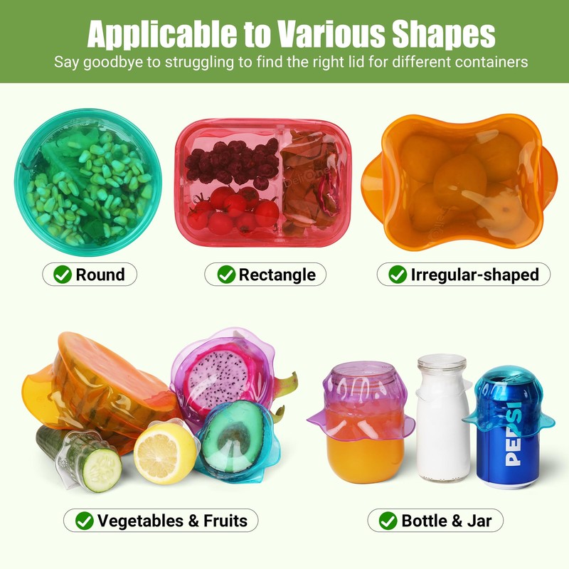 Silicone Stretch Lids for Food Storage in Fridge, Reusable Elastic
