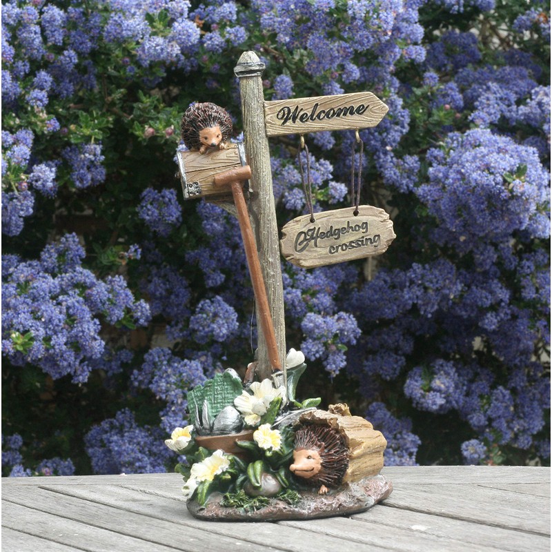 Hedgehog Crossing Resin Garden Ornament