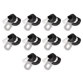 TOP-VIGOR 20Pcs 1/4 Inch(6mm) Cable Clamp 304 Stainless Steel Rubber Cushioned Insulated Clamp R Shape Metal Clamp for Fixing Tube Pipe Wire