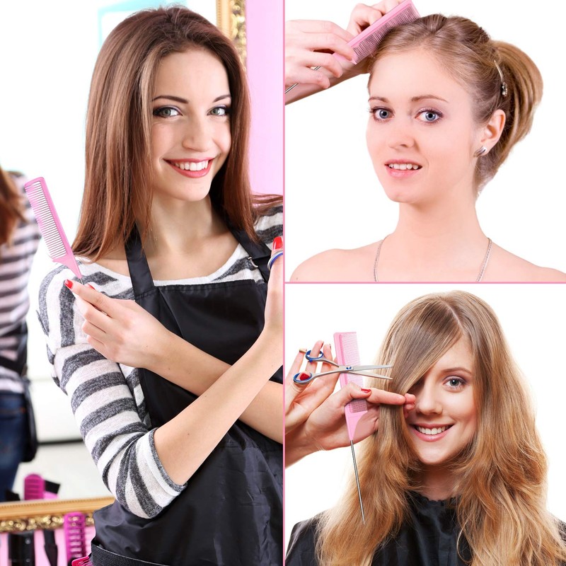 Leinuosen 2 Pack Tail Combs - Black Carbon Fiber Teasing
