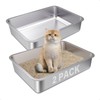 FUTAM Stainless Steel Litter Box 2 Pack,Small to Medium Litter
