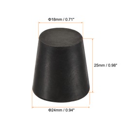 sourcing map Rubber Tapered Plug 18mm to 24mm Solid Test Tubes Bungs Stopper Black for Lab Home 5 Pieces