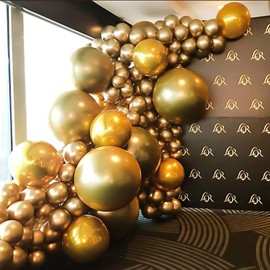 18 Inch 10 Pack Chrome Metallic Gold Balloons KIRIKOU Big Large Round Helium Thick Latex Balloons for Birthday Wedding Baby Shower Graduation Party Decoration