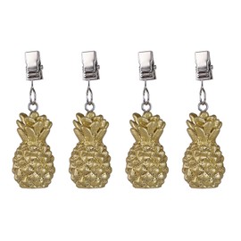 TwoFish Home Set of 4 Golden Pineapple Resin Tablecloth Clamps Golden Pineapple Handicraft Tablecloth Clips Pack of 4