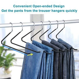 Corodo 20 Pack Non Slip Pants Hangers, Easy Slid Slack Trouser Hangers, Open Ended Easy Slide Metal Jeans Hangers, Rubber Coating Space Saving Organizers