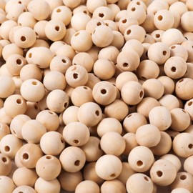 Pack of 200 12 mm Wooden Beads with Hole, Round Wooden Balls Natural, Wooden Beads for Threading for Macrame Jewellery Making (12 mm)