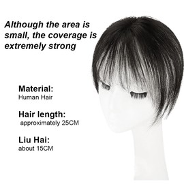 Ponytail Hairpiece, Clip-In Real Hair, Thin Fringe Bangs Extensions, One Piece Pony Hairpiece, Clip-In Human Hair Extension for Women, Natural Colour