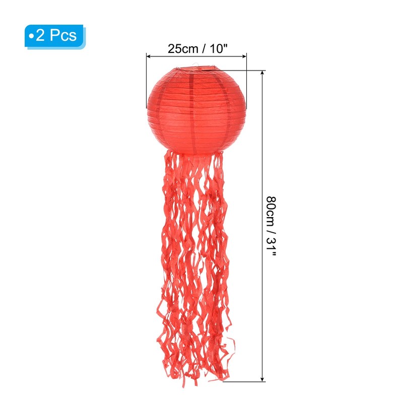PATIKIL 31x10inch Paper Lanterns, 2Pcs Jellyfish Hanging Decorative Lantern for