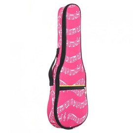 Ukulele Bag 23 Inch Ukulele Bag Waterproof Oxford Musical Note Case Single Shoulder Backpack Adjustable Straps (Ukulele Bag-Pink)