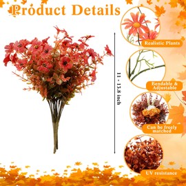 Thiccywoov 250 Pcs Artificial Eucalyptus Leaves Stem Bulk Fake Greenery Faux UV Resistant Sprays Silver Dollar Eucalyptus for DIY Wedding Bouquet Vase Floral Arrangement Decor(Orange, White,15 Kinds)