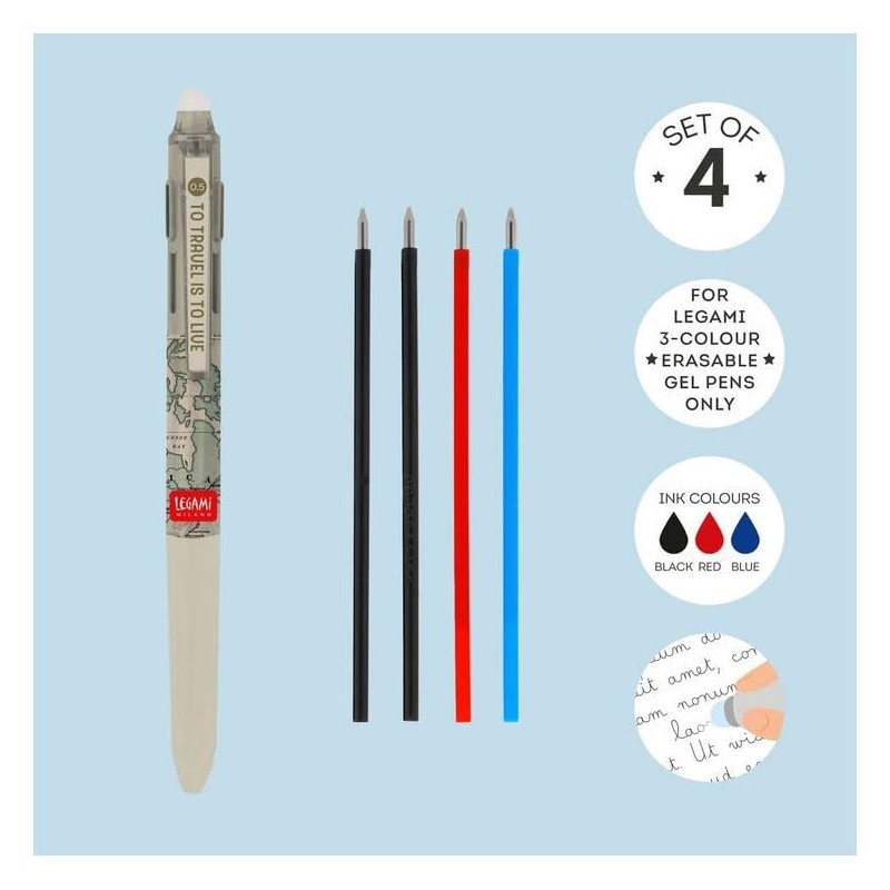 Legami - Set of 4 Erasable Gel Pen Refills 3