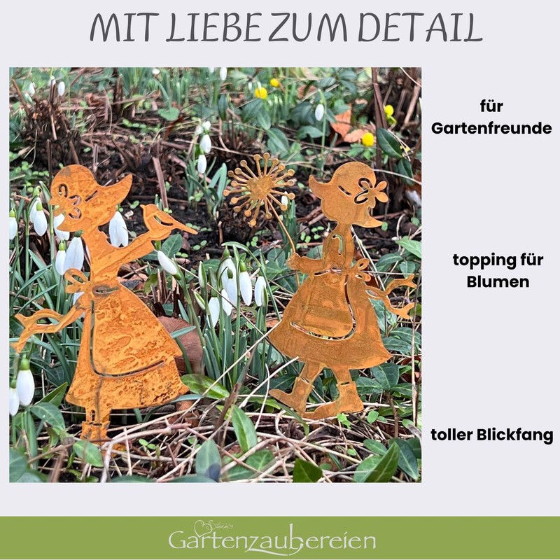 Storm's Gartenzaubereien Flower Stake Girl with Dandelion and Bird Set