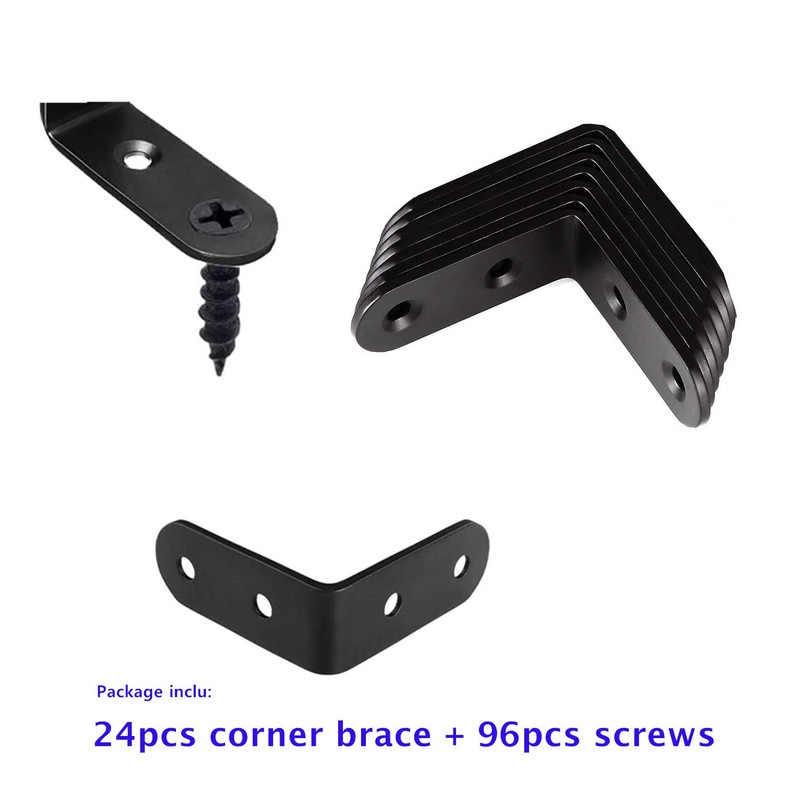 24 Packs Black L Bracket 40 x40mm Corner Braces,YMAISS Small