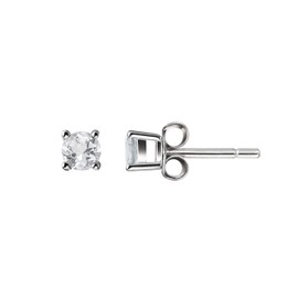 Franki Baker Classic Square Natural White Topaz Gemstones Stud Earring & 925 Sterling Silver. Size: 4x4mm