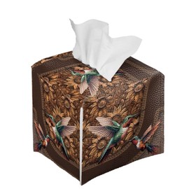 Baxinh Hummingbird Print Tissue Box Cover Square Tissue Box Cover, Sunflower Print Kleenex Tissues Cube Boxes Decorative Facial Tissue Holder for Home Office Car Decor