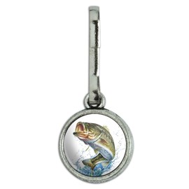 Largemouth Bass Fishing 7 Antiqued Charm Clothes Purse Suitcase Backpack Zipper Pull Aid