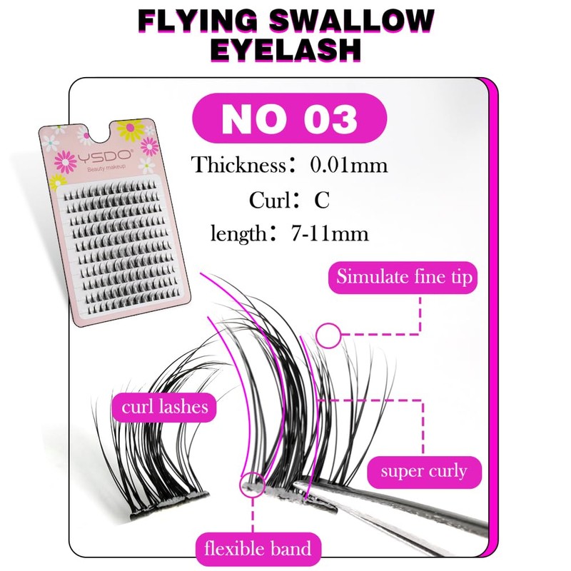NO3 False Eyelash Parts, Large Capacity, Natural, Everyday Makeup, Stage